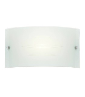 1 Light Indoor Wall Light Satin Chrome with Patterned Gloss White Glass, E14 - 1