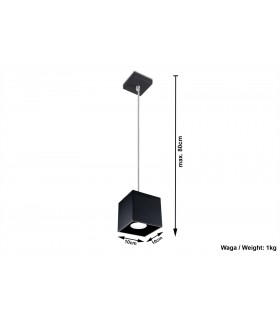 1 Light Ceiling Pendant Black, GU10 - 2