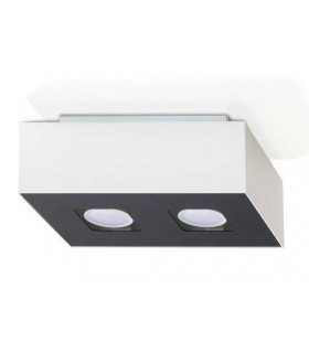 2 Light Flush Ceiling Light White & Black, GU10 - 1