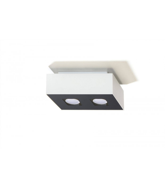 2 Light Flush Ceiling Light White & Black, GU10 - 2