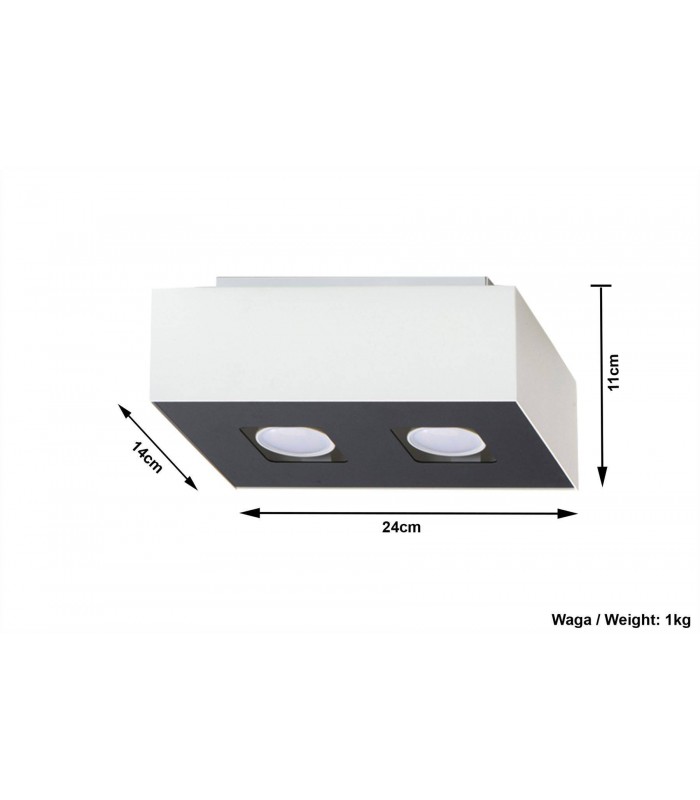 2 Light Flush Ceiling Light White & Black, GU10 - 3
