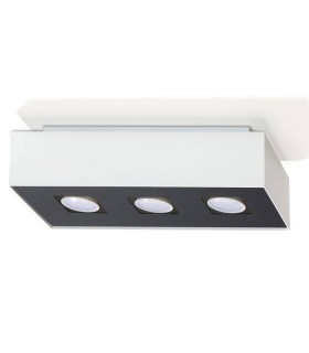 3 Light Flush Ceiling Light White & Black, GU10 - 1