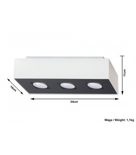 3 Light Flush Ceiling Light White & Black, GU10 - 2
