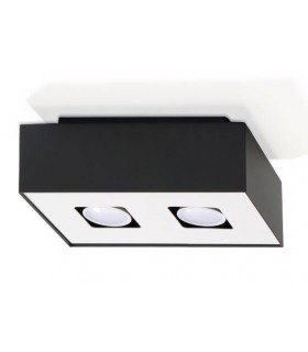 2 Light Flush Ceiling Light Black & White, GU10 - 1