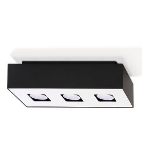 3 Light Flush Ceiling Light Black & White, GU10 - 1