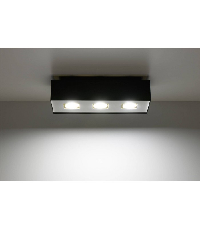 3 Light Flush Ceiling Light Black & White, GU10 - 3