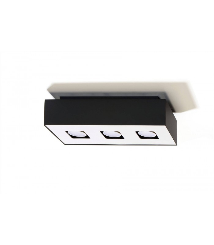 3 Light Flush Ceiling Light Black & White, GU10 - 4