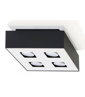 4 Light Flush Ceiling Light Black & White, GU10 - 1