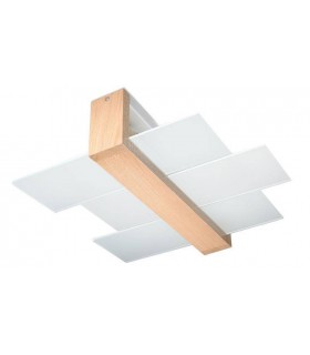 2 Light Flush Ceiling Light Natural Wood, E27 - 1