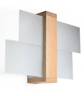 1 Light Flush Wall Light Natural Wood, E27 - 1