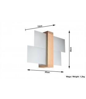 1 Light Flush Wall Light Natural Wood, E27 - 2