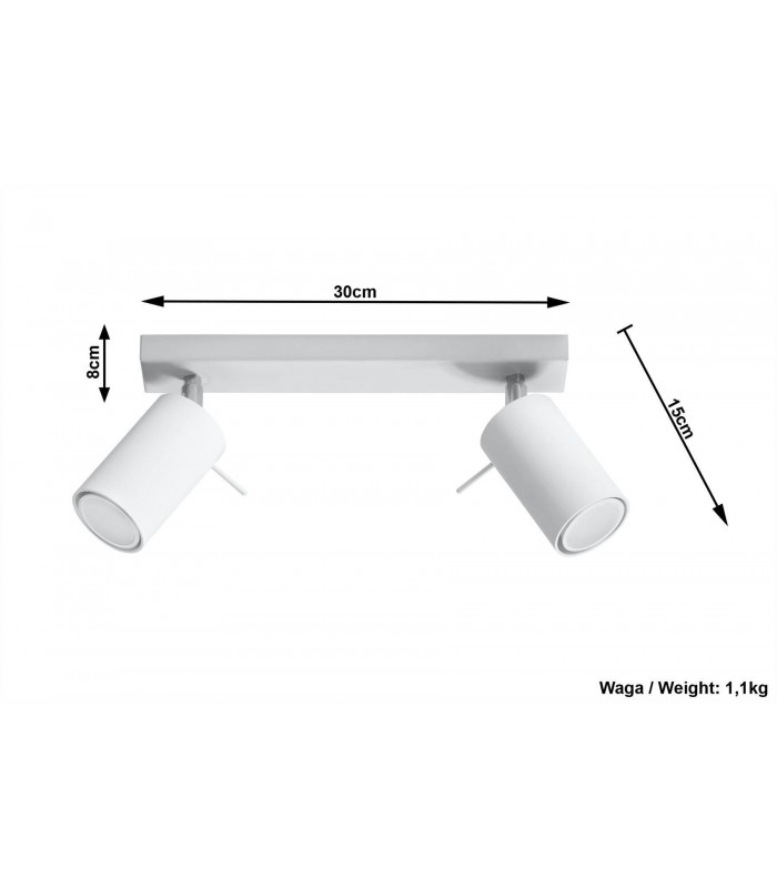 2 Light Spotlight Bar White, GU10 - 4
