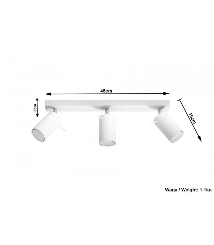 3 Light Spotlight Bar White, GU10 - 4