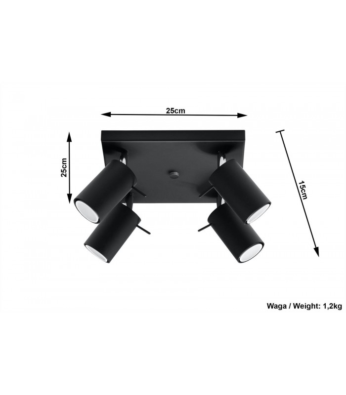 4 Light Spotlight Cluster Black, GU10 - 2