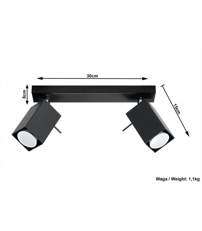 2 Light Spotlight Bar Black, GU10 - 3