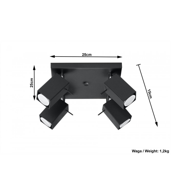 4 Light Spotlight Cluster Black, GU10 - 4