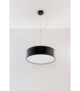 2 Light Round Ceiling Pendant Black, E27 - 2