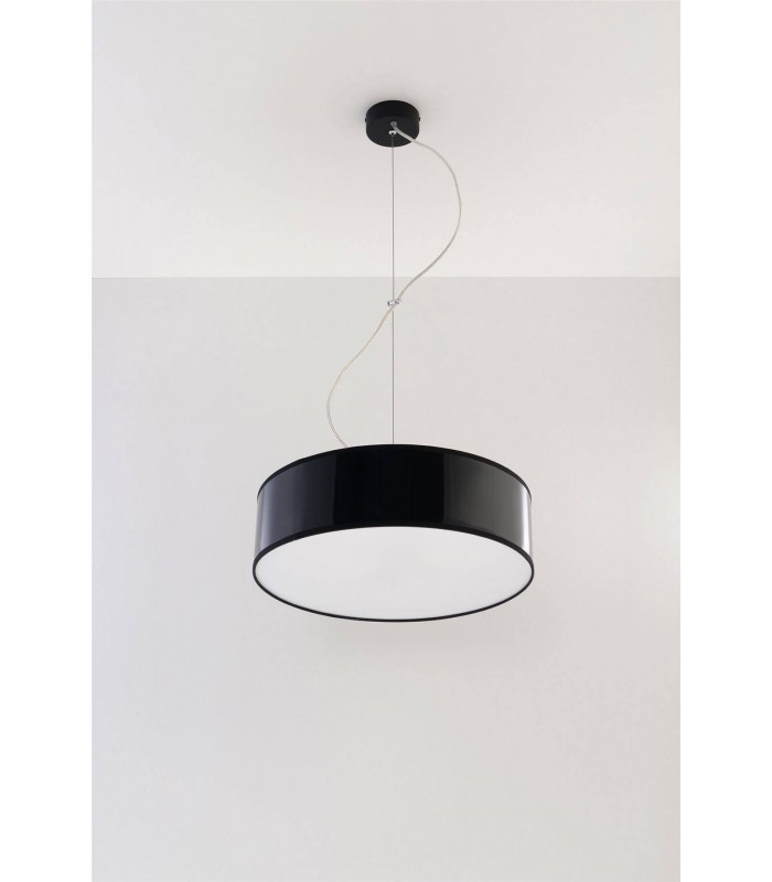 2 Light Round Ceiling Pendant Black, E27 - 2