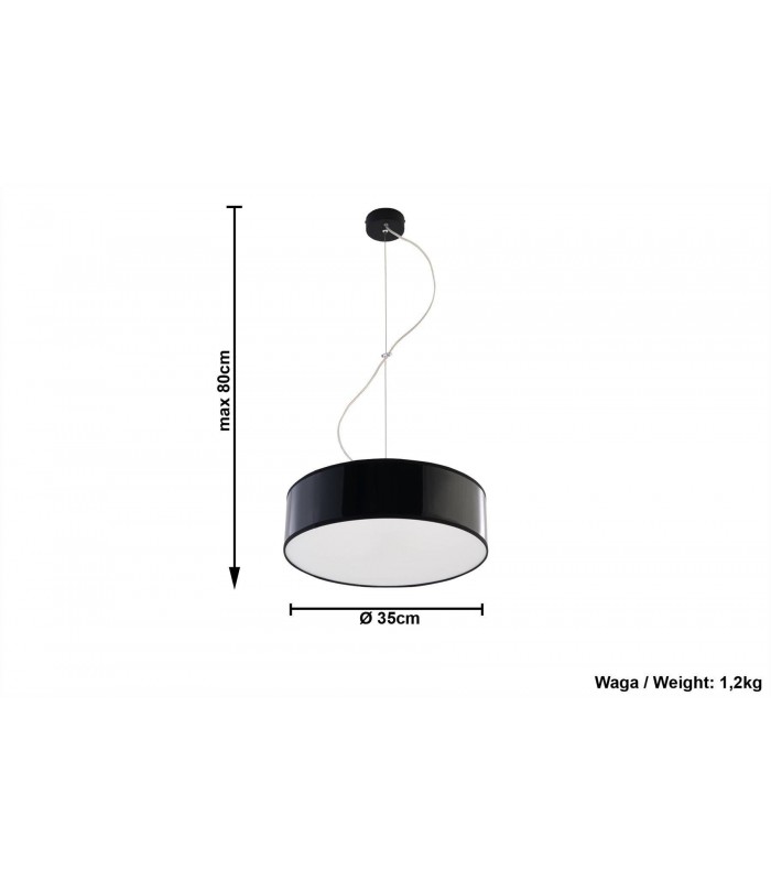 2 Light Round Ceiling Pendant Black, E27 - 3