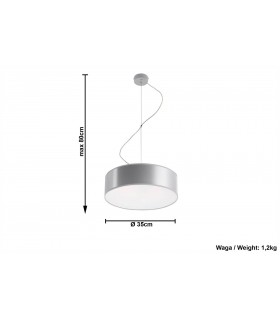 2 Light Round Ceiling Pendant Silver, E27 - 2