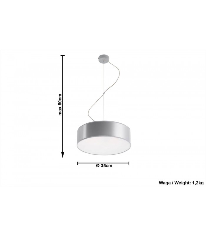 2 Light Round Ceiling Pendant Silver, E27 - 2