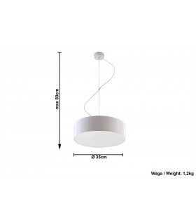 2 Light Round Ceiling Pendant White, E27 - 2