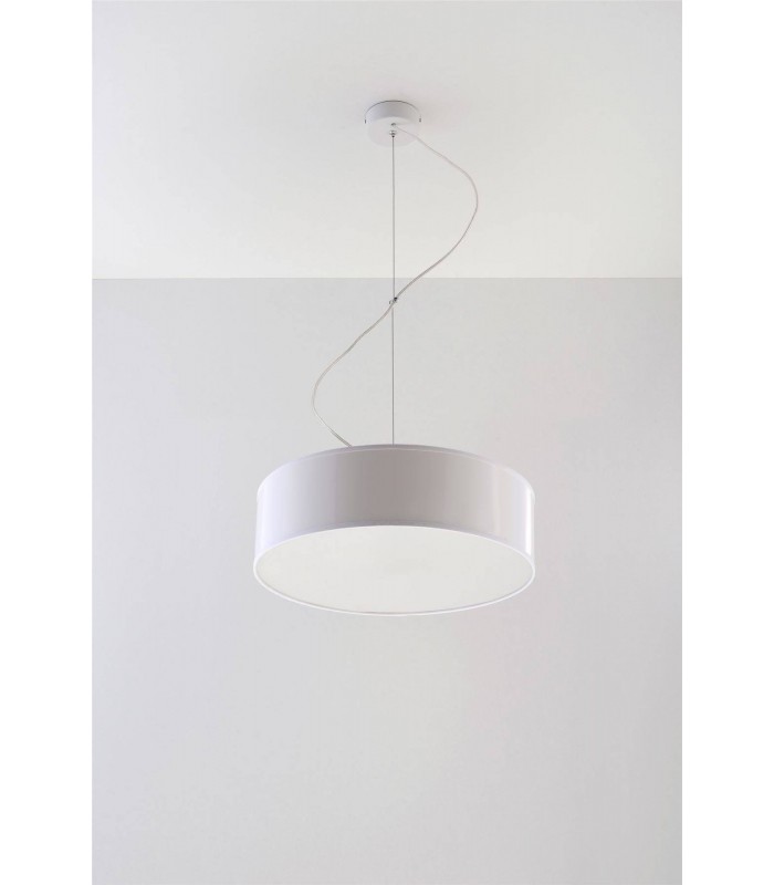 2 Light Round Ceiling Pendant White, E27 - 3