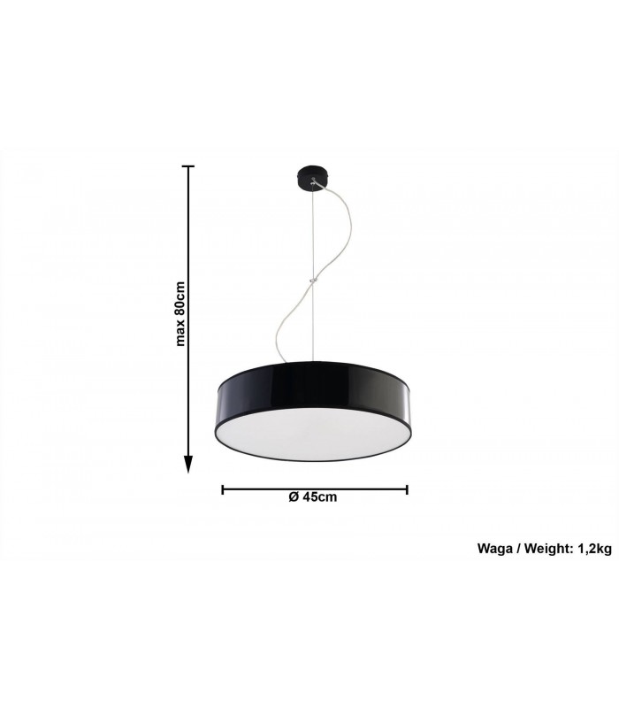 3 Light Round Ceiling Pendant Black, E27 - 3