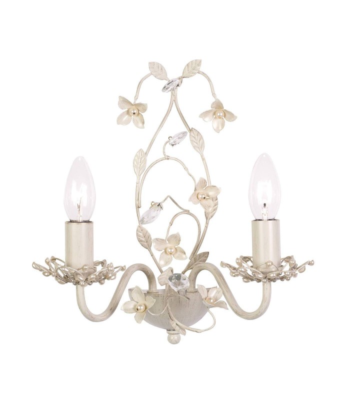 2 Light Indoor Candle Wall Light Clear, Cream with Brushed Gold, E14 - 1
