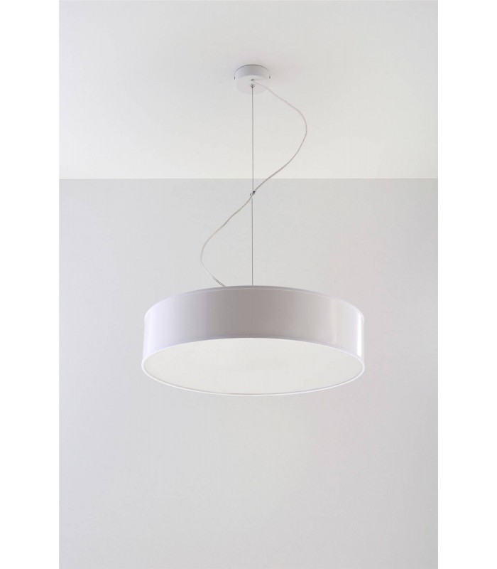 3 Light Round Ceiling Pendant White, E27 - 3