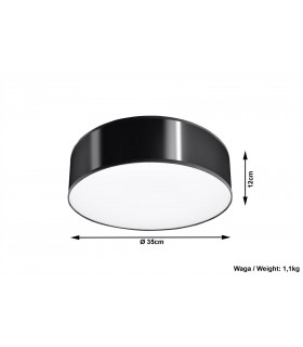 2 Light Flush Round Ceiling Light Black, E27 - 2