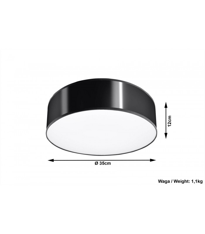 2 Light Flush Round Ceiling Light Black, E27 - 2
