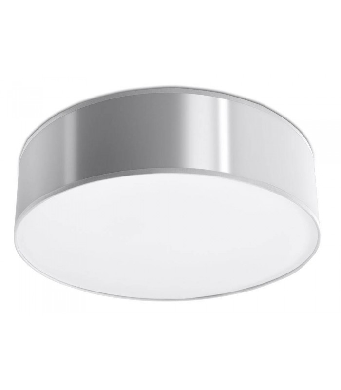 2 Light Flush Round Ceiling Light Silver, E27 - 1
