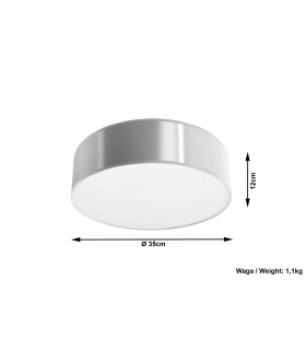 2 Light Flush Round Ceiling Light Silver, E27 - 2