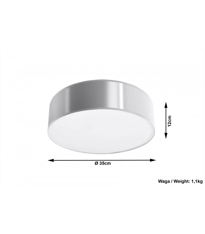 2 Light Flush Round Ceiling Light Silver, E27 - 2