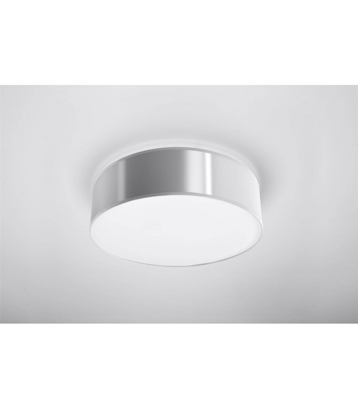 2 Light Flush Round Ceiling Light Silver, E27 - 3