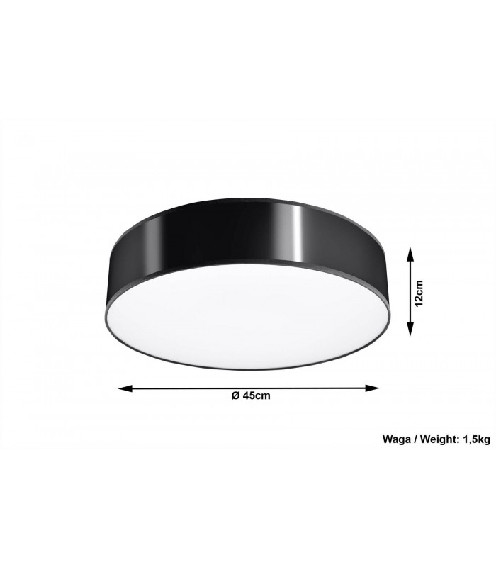 3 Light Flush Round Ceiling Light Black, E27 - 3