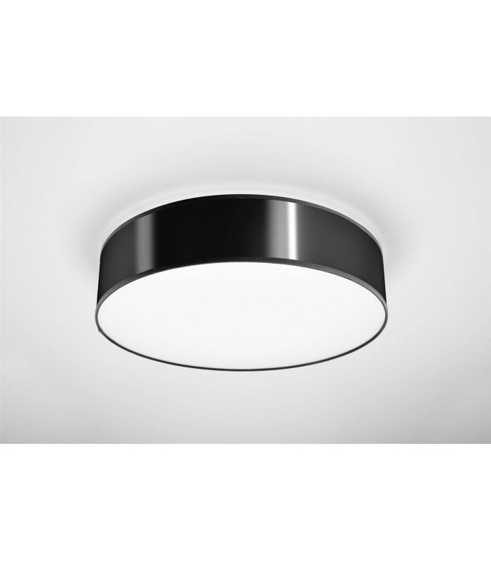 3 Light Flush Round Ceiling Light Black, E27 - 4