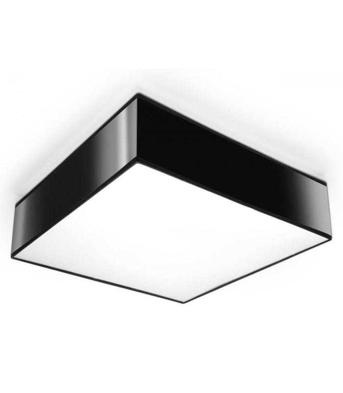 2 Light Flush Square Ceiling Light Black, E27 - 1