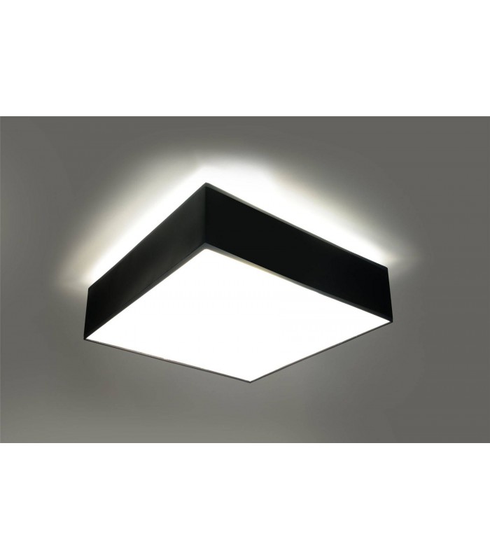 2 Light Flush Square Ceiling Light Black, E27 - 2