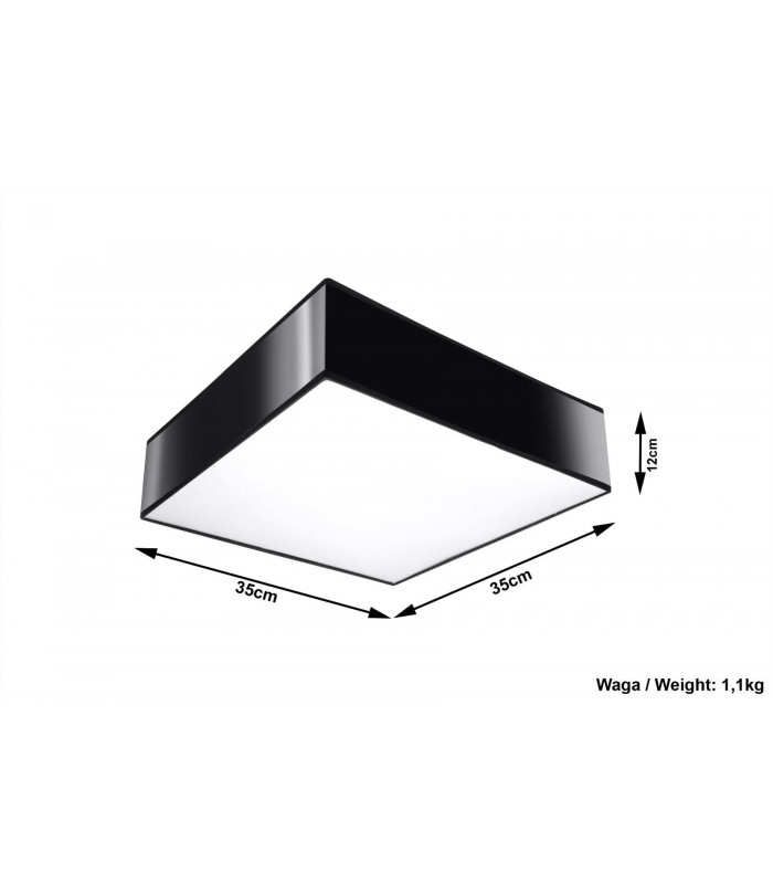 2 Light Flush Square Ceiling Light Black, E27 - 3