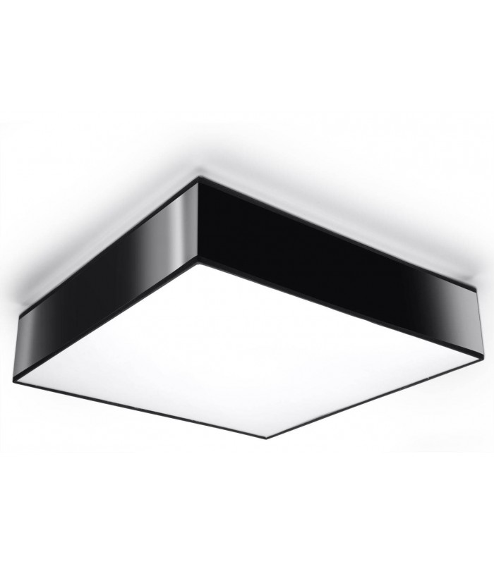 3 Light Flush Square Ceiling Light Black, E27 - 1