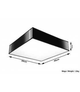 3 Light Flush Square Ceiling Light Black, E27 - 2
