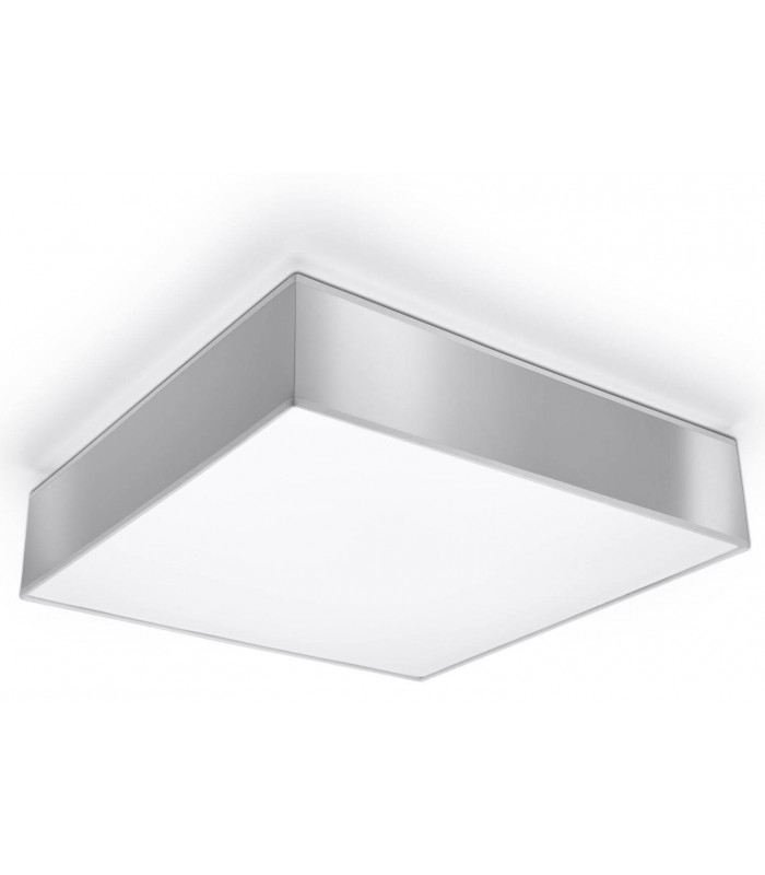 3 Light Flush Square Ceiling Light Silver, E27 - 1