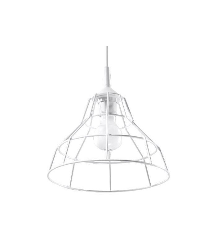 1 Light Caged Ceiling Pendant White, E27 - 1