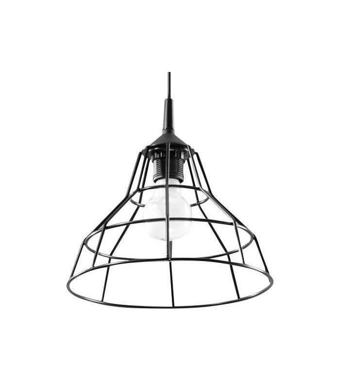 1 Light Caged Ceiling Pendant Black, E27 - 1