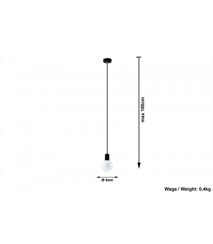 1 Light Ceiling Pendant Black, E27 - 4