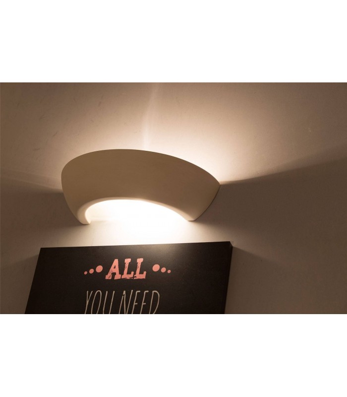 1 Light Ceramic Flush Wall Light White, E27 - 3