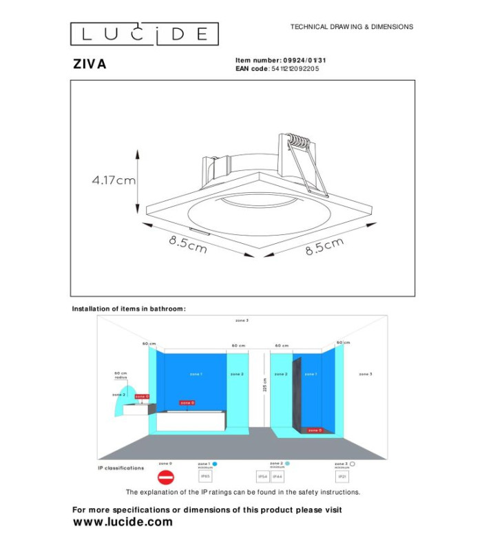 Ziva Modern Recessed Downlight Bathroom-6
