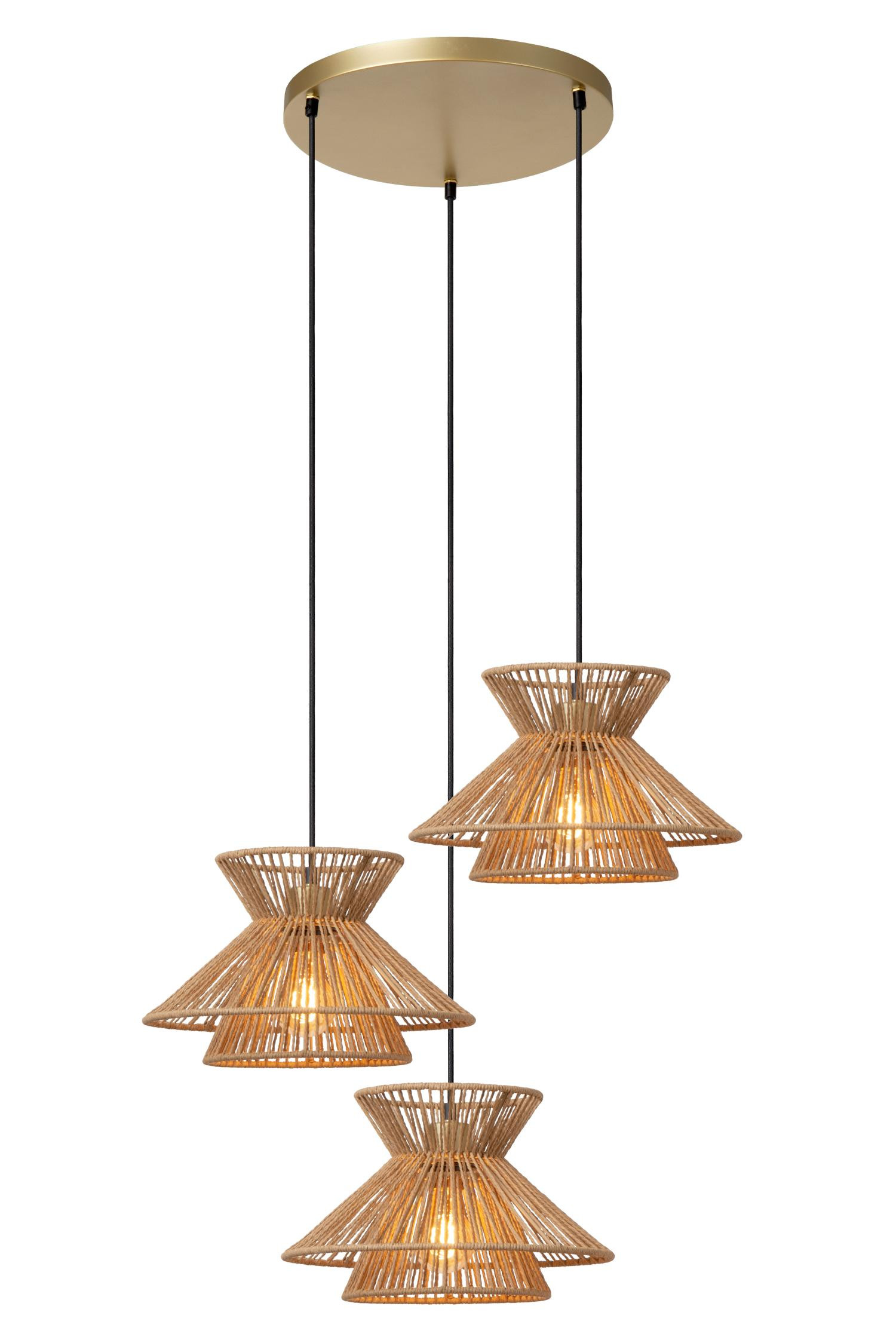 Tasman Scandinavian Cluster Pendant Light - 3xE27 - Light Wood